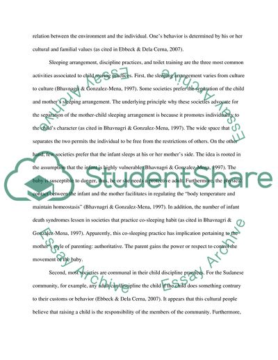 Sociocultural Psychology: On Child-Rearing Practices