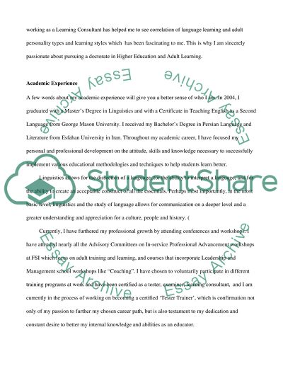 Pursuing the Doctoral Program in Higher Education and Adult Learning