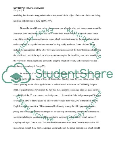 Sociology Human Services Review 1200words or less - Materials Provided