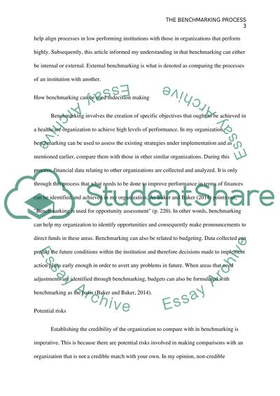 The Process of Benchmarking