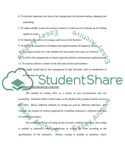 Budgetary Control and Costing System