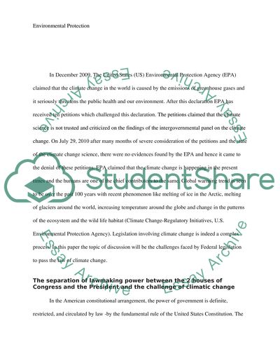 Challenges Faced by Federal Legislation to Pass the Law of Climate Change