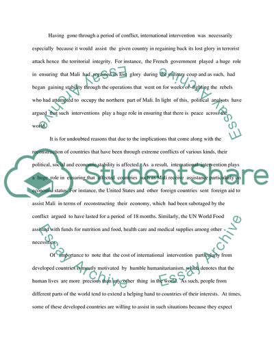 The Advantages of International Intervention in Mali