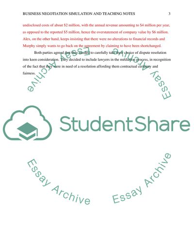 Business Negotiation Simulation and Teaching Notes