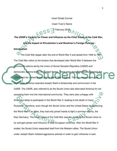 The USSRs Voracity for Power