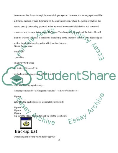Design of a Backup Program in Batch File Running on MS-DOS