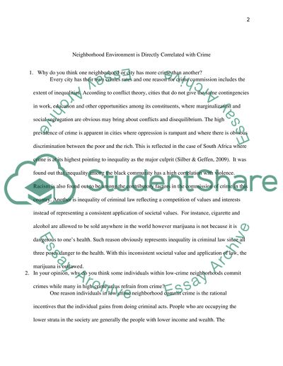 Neighborhood Environment is Directly Correlated with Crime