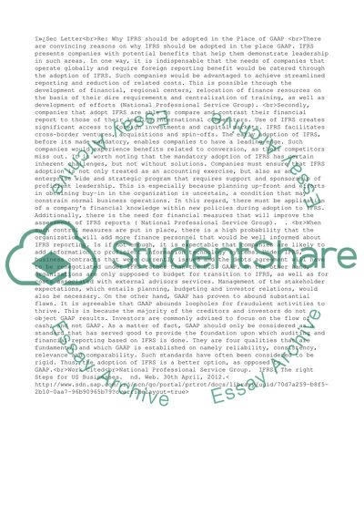Why IFRS Should be Adopted in the Place of GAAP
