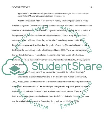 The Role of Mass Media in Violence in Society, Effects of Socialization