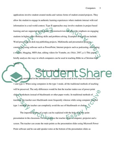 Using Computers in the Classroom, Teaching Bible