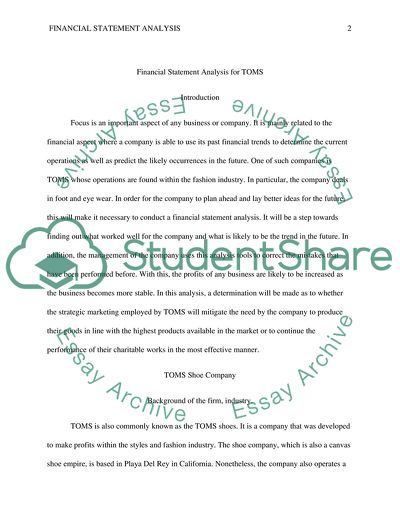 Financial Statement Analysis for TOMS