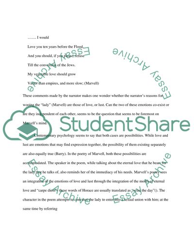 Critical analysis Coy Mistress