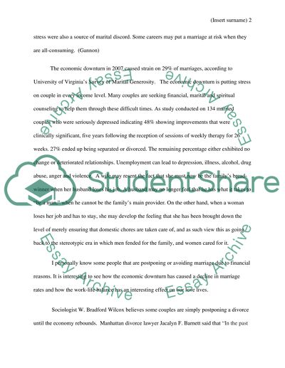 The Effect of Socioeconomic Downturns on Marriages