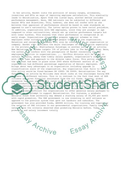 Analysis of Articles about Emiratisation