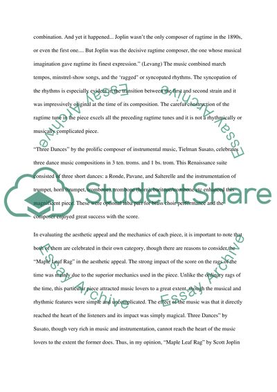 Comparison of Joplins Maple Leaf Rag and Susatos Three Dances