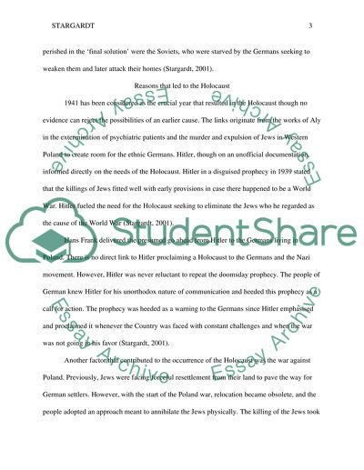 Assignment B: Compulsory Reading: Stargardt, The Final Solution