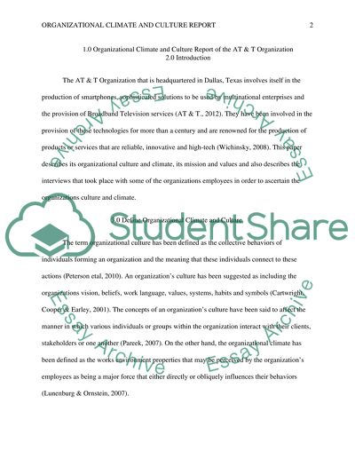 Organizational Climate and Culture Report, 5-6 pages