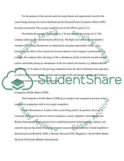 Company Audit for Darden Restaurants