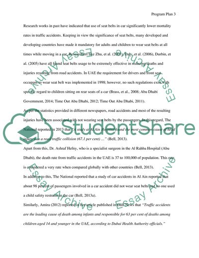 Children car seat injury in Abudahbi (program plan)