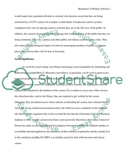 Case Study of a Biomatric surveillance technology on primary school children