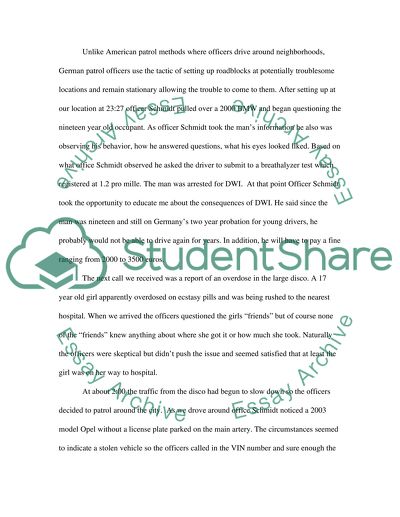 Observational assignment police ride along