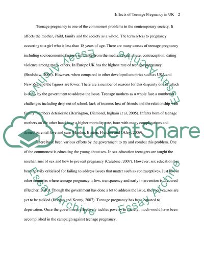 Effects of Teenage Pregnancy in the UK