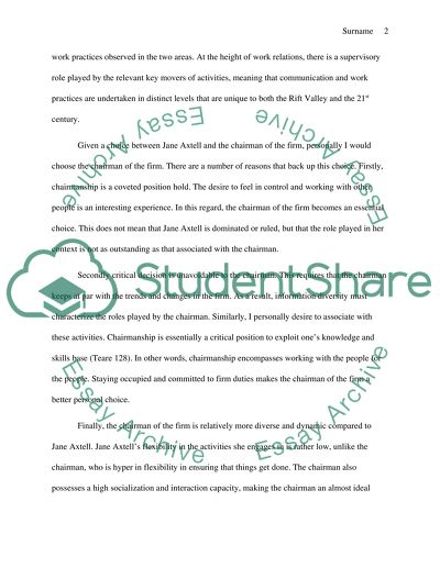 Rift Valley and Jane Axtell or The Chairman