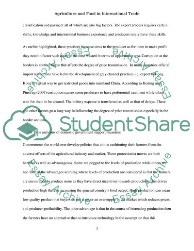 Agriculture and Food in International Trade