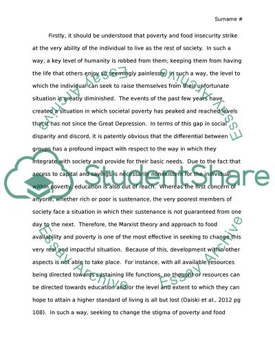 Poverty and Food Insecurity