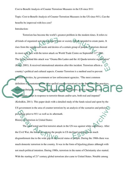 Cost to Benefit Analysis of Counter-Terrorism Measures in the US