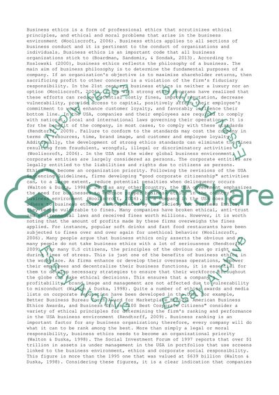 The role of ethics and values in modern American business