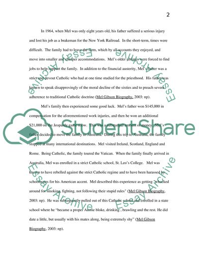 Mel Gibson: Lifespan Development and Personality
