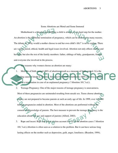 Some Abortions are Immoral and Some are Moral