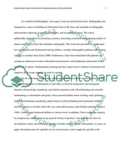 Portfolio for Continuous Professional Development (CPD) for third year radiography students