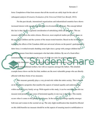 Universal Child Care Tax Benefit Reform in Canada