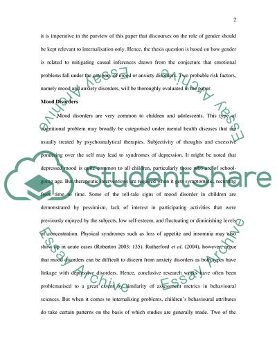 Is Gender a Risk Factor for Internalising Problems