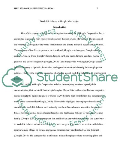 The Work-Family Interface in Google Corporation