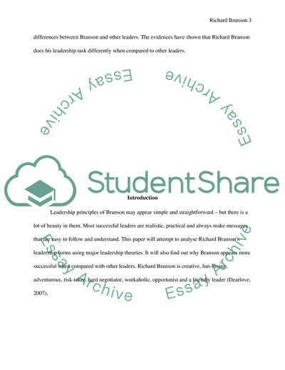 Analysis of Richard Branson Form of Leadership