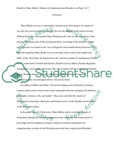 Mary Shellys Monster in Frankenstein and Paradise Lost