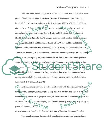 Adolescent therapy for parent-adolescent crises regarding personal freedom