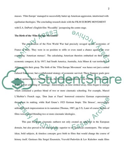 The Aesthetic and Economic Characteristics of the Film Europe Movement