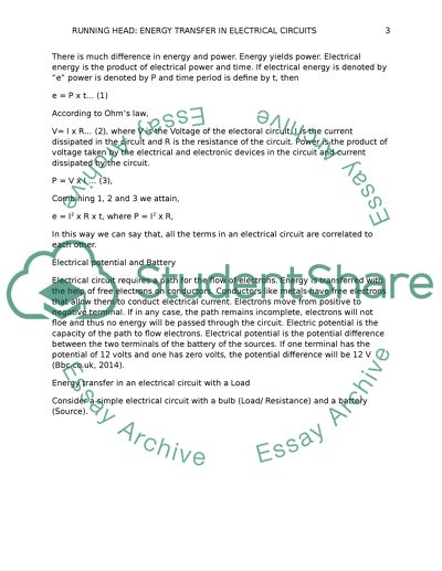 Energy Transfer in Electrical Circuits