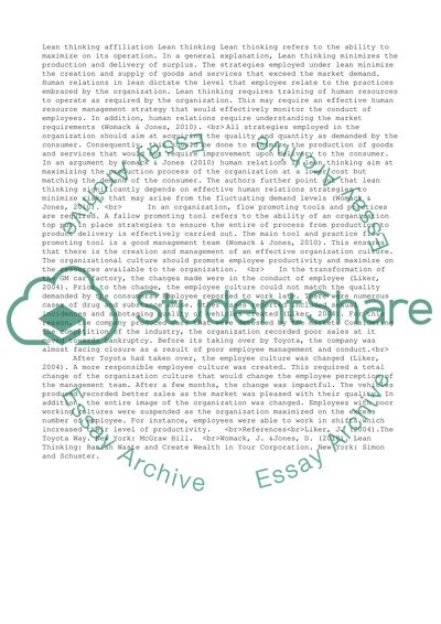 Lean thinking - questions