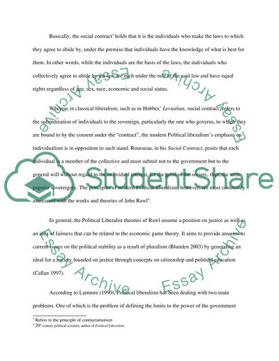 Principles of Political Liberalism