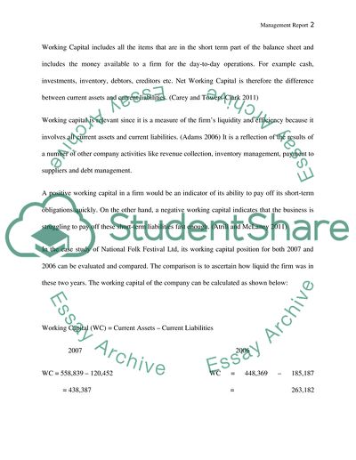Inancial Performance of National Folk Festival Ltd