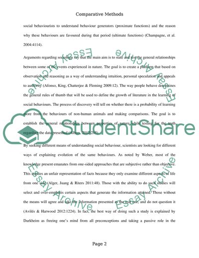 Comparative Methods in Evolutionary Social Behaviours