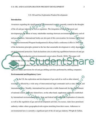 Oil and Gas Exploration Prudent Development Through Environmental Awareness