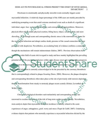 Does Acute Psychological Stress Predict the Onset of Myocardial Infarction