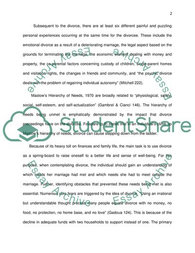 Humanistic Theory of Motivation and the Divorcee