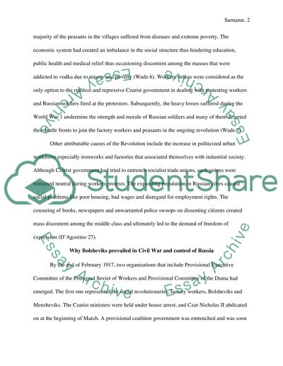 Causes of the Russian Revolution of 1917